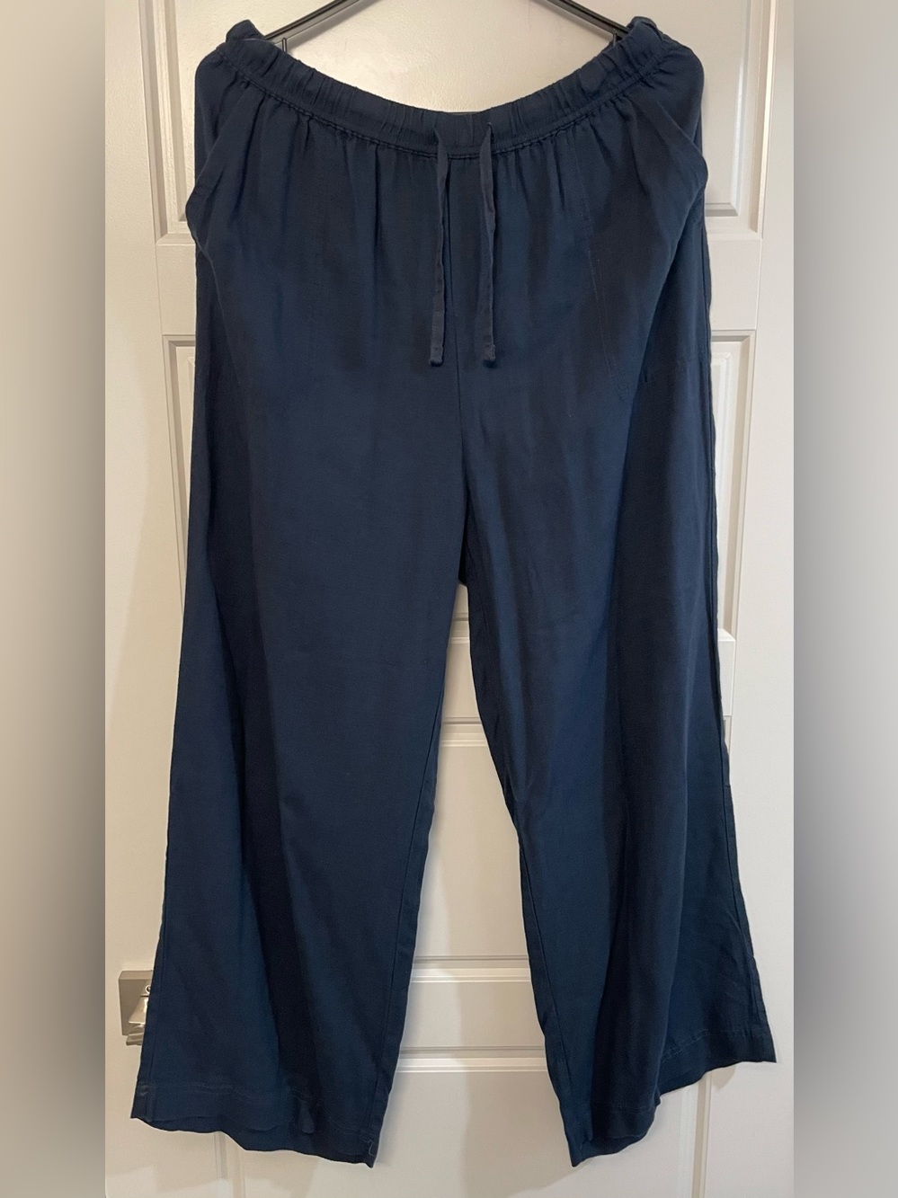 NWT Splendid Linen Blend Navy Drawstring Wide-Leg Pants